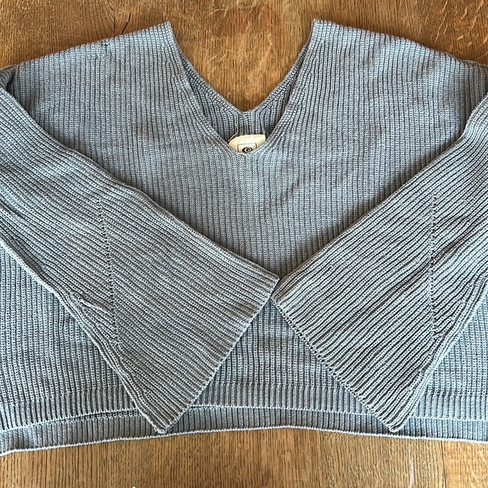Rip curl loose crop sweater, grey, v-neck